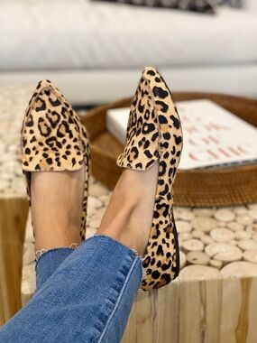 Time and Tru Leopard-Print Pointed Toe Flats - Brown & Black